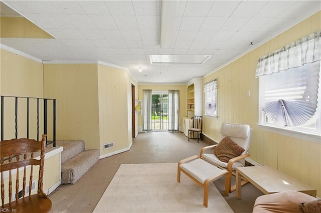 1348 Carlton Ct, Norfolk, VA 23503 - living area with ornamental molding and wooden walls