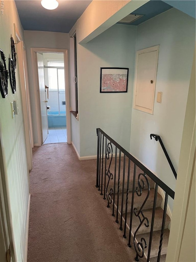 5972 Lockamy Ln, Norfolk, VA 23502 - corridor featuring carpet flooring, an upstairs landing, and baseboards