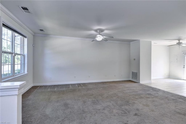 225 Quarterpath Rd, Williamsburg, VA 23185 - unfurnished room featuring a ceiling fan, carpet, baseboards, and ornamental molding