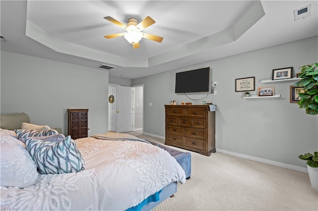 122 Merchant Man Ct, Williamsburg, VA 23185 - bedroom with a raised ceiling, baseboards, carpet floors, and ceiling fan