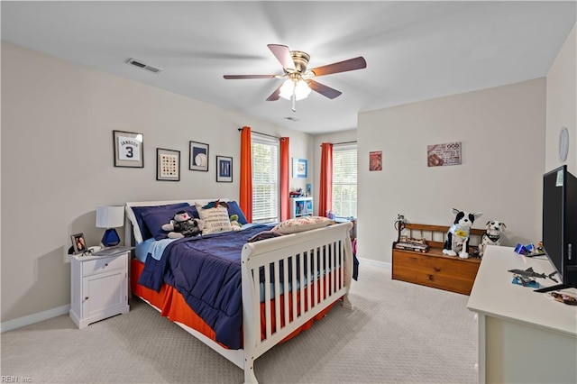 122 Merchant Man Ct, Williamsburg, VA 23185 - bedroom with light carpet, baseboards, and ceiling fan