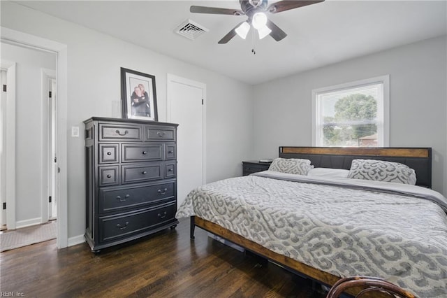 816 Colony Manor Rd, Chesapeake, VA 23321 - bedroom featuring dark wood-style flooring, baseboards, and a ceiling fan
