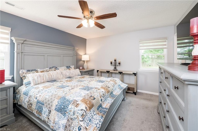 2617 Killey Ct, Virginia Beach, VA 23453 - bedroom with light colored carpet, a textured ceiling, baseboards, and a ceiling fan