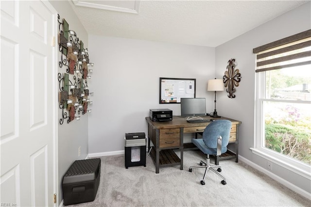2617 Killey Ct, Virginia Beach, VA 23453 - home office featuring carpet flooring, plenty of natural light, baseboards, and a textured ceiling