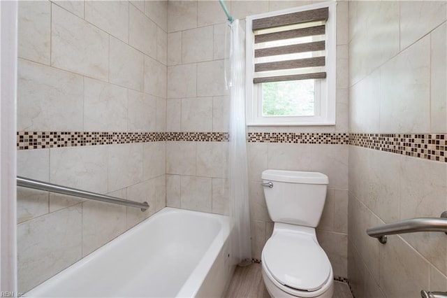 2617 Killey Ct, Virginia Beach, VA 23453 - full bathroom with shower / bathtub combination with curtain, toilet, and tile walls