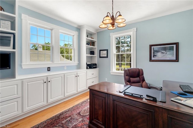 3321 Tyre Neck Rd, Chesapeake, VA 23321 - office space featuring a chandelier, light wood-style floors, and ornamental molding