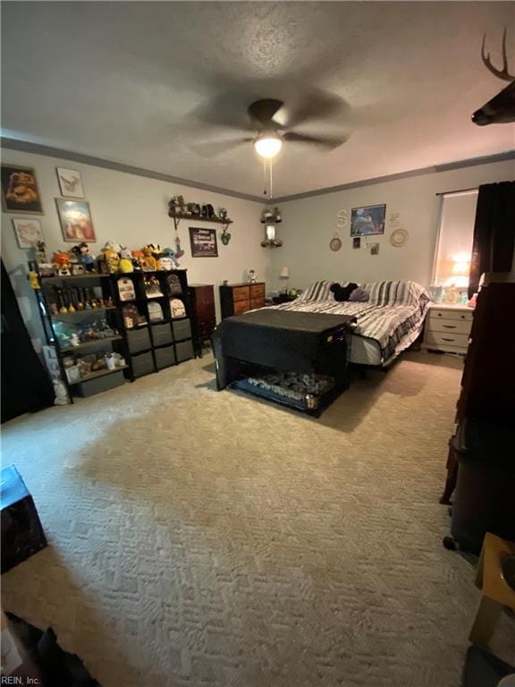 412 Joseph Topping Dr, Poquoson, VA 23662 - bedroom with ornamental molding, carpet flooring, and a ceiling fan