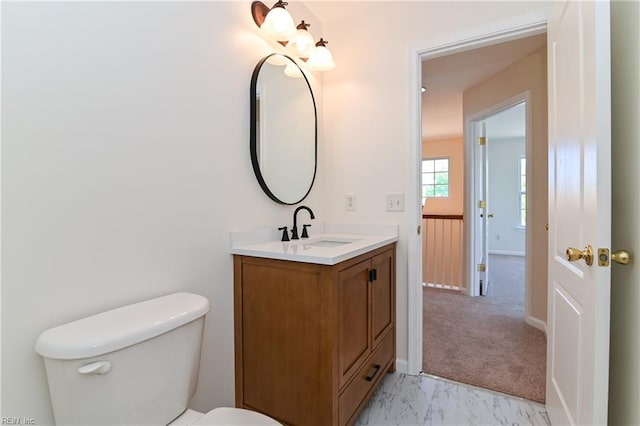 735 Great Marsh Ave, Chesapeake, VA 23320 - half bath with toilet, vanity, and marble look tile flooring