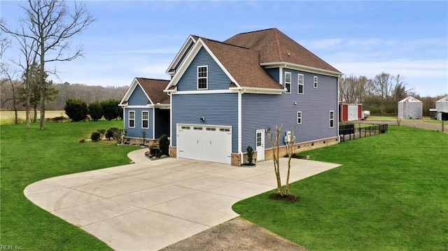 115 Cooks Landing Rd, Camden, NC 27921 - view of side of home featuring concrete driveway, a yard, an attached garage, and crawl space