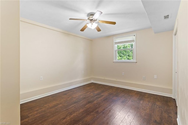 4901 Lake Shore Dr, Chesapeake, VA 23321 - unfurnished room with dark wood finished floors, ceiling fan, and baseboards