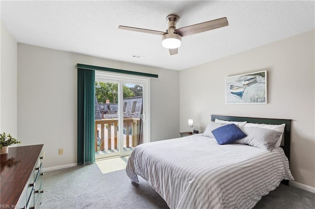 1107 Ocean Pebbles Way, Virginia Beach, VA 23451 - carpeted bedroom featuring access to outside, baseboards, ceiling fan, and a textured ceiling