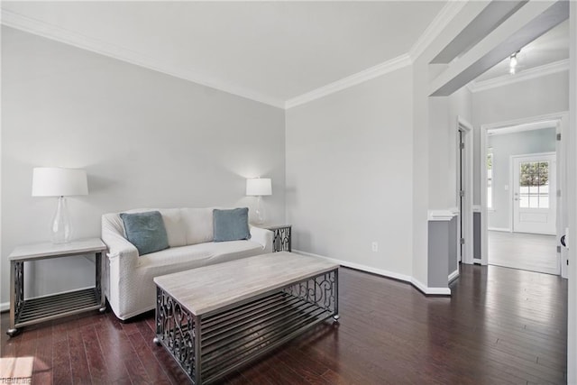 2209 Beeblossom Ln, Chesapeake, VA 23323 - living area with ornamental molding, hardwood / wood-style flooring, and baseboards
