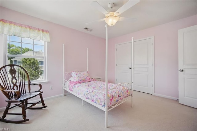 2209 Beeblossom Ln, Chesapeake, VA 23323 - bedroom with light carpet, baseboards, and a ceiling fan
