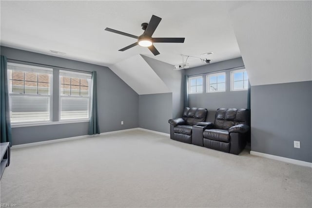 2209 Beeblossom Ln, Chesapeake, VA 23323 - additional living space featuring carpet flooring, ceiling fan, lofted ceiling, and baseboards