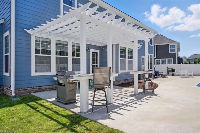 2209 Beeblossom Ln, Chesapeake, VA 23323 - view of patio with a pergola, a grill, and outdoor dining space