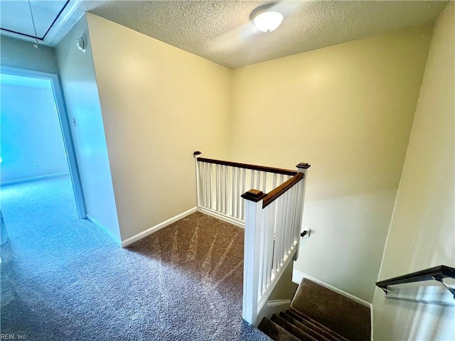 2511 Hartley St, Virginia Beach, VA 23456 - stairs with carpet floors, attic access, baseboards, and a textured ceiling