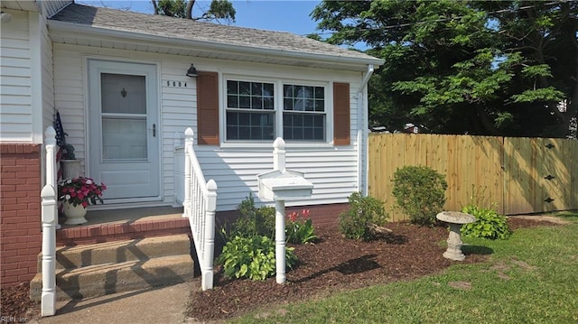 5604 Pontiac Rd, Virginia Beach, VA 23462 - view of exterior entry featuring roof with shingles