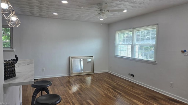 5604 Pontiac Rd, Virginia Beach, VA 23462 - empty room with healthy amount of natural light, ceiling fan, baseboards, recessed lighting, and wood finished floors