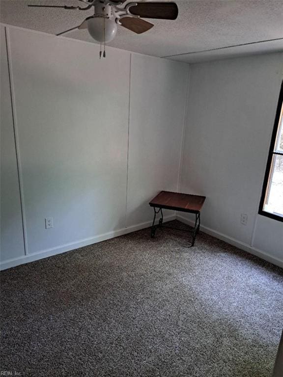 9917 Friendship Rd, North, VA 23128 - carpeted empty room featuring ceiling fan, a textured ceiling, and baseboards