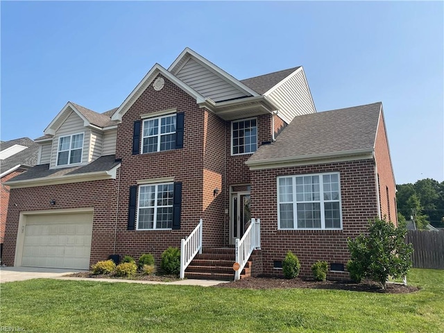 131 Hawks Nest Ln, Suffolk, VA 23435 - traditional-style home featuring brick siding, a shingled roof, and driveway