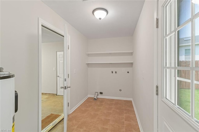 191 Compton Pl, Newport News, VA 23606 - laundry area with hookup for a gas dryer, water heater, and baseboards