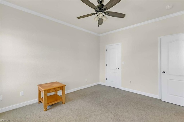 7556 Villa Ct, Gloucester, VA 23061 - carpeted spare room featuring crown molding, baseboards, and ceiling fan