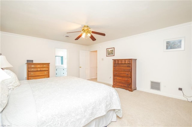613 S Claypool Ct, Virginia Beach, VA 23464 - bedroom with crown molding, light colored carpet, baseboards, and ceiling fan