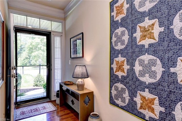 4108 Windmill Rd, Williamsburg, VA 23188 - entryway featuring wood finished floors and crown molding