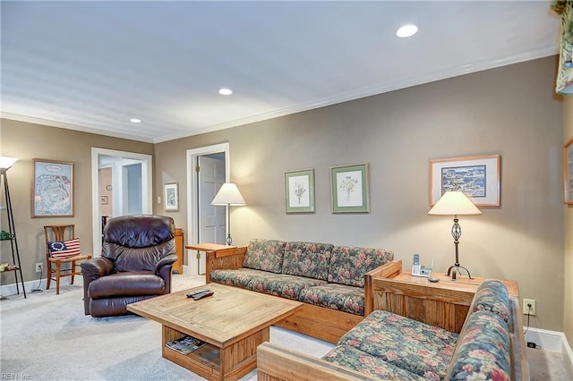1204 Merrifield Lndg, Virginia Beach, VA 23464 - living room featuring recessed lighting, ornamental molding, carpet floors, and baseboards