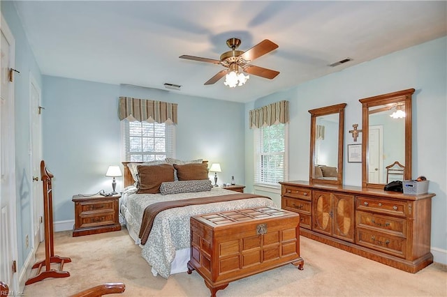 1204 Merrifield Lndg, Virginia Beach, VA 23464 - bedroom with multiple windows, light carpet, a ceiling fan, and baseboards