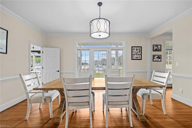 200 Congress Ave, Hampton, VA 23669 - dining area featuring wood finished floors, ornamental molding, baseboards, and french doors
