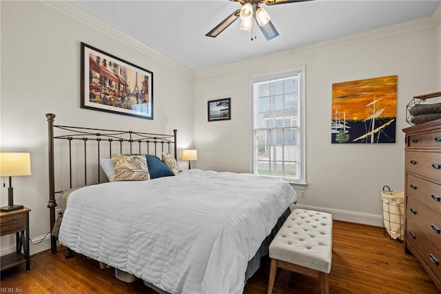 200 Congress Ave, Hampton, VA 23669 - bedroom featuring dark wood finished floors, ornamental molding, baseboards, and a ceiling fan