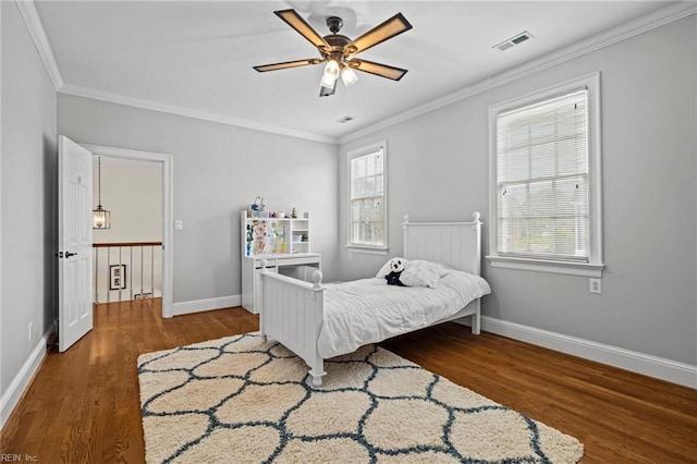 200 Congress Ave, Hampton, VA 23669 - bedroom featuring ornamental molding, wood finished floors, baseboards, and a ceiling fan