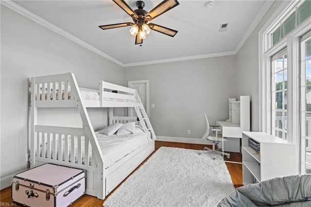 200 Congress Ave, Hampton, VA 23669 - bedroom with crown molding, wood finished floors, baseboards, and ceiling fan