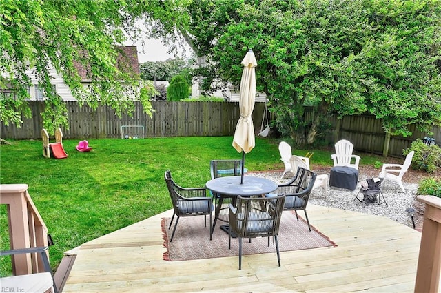 1005 Minden Rd, Virginia Beach, VA 23464 - wooden terrace with outdoor dining space and a fire pit