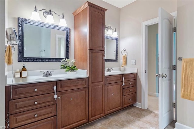 4437 Cherokee Dr, Suffolk, VA 23434 - full bath featuring double vanity, tile patterned floors, and baseboards
