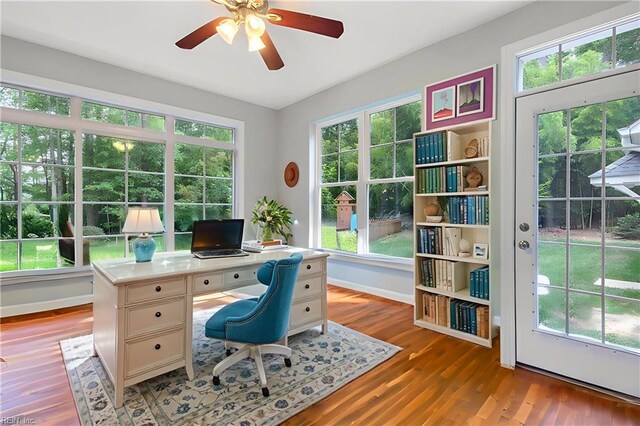 4437 Cherokee Dr, Suffolk, VA 23434 - office space featuring healthy amount of natural light, wood finished floors, baseboards, and a ceiling fan