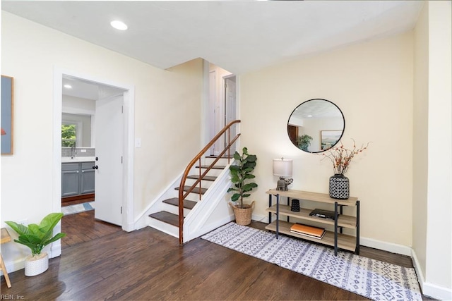 143 Robinson Rd, Hampton, VA 23661 - staircase featuring wood finished floors, baseboards, and recessed lighting