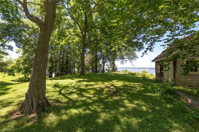2543 Bridge Rd, Suffolk, VA 23435 - view of green lawn with a water view and an outdoor structure