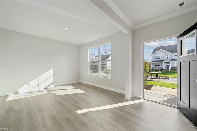1232 Kidbrooke St, Chesapeake, VA 23322 - empty room with baseboards, crown molding, wood finished floors, and recessed lighting