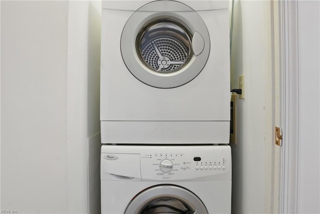 612 Shoreham Ct Unit 202, Virginia Beach, VA 23451 - laundry room featuring stacked washer / dryer