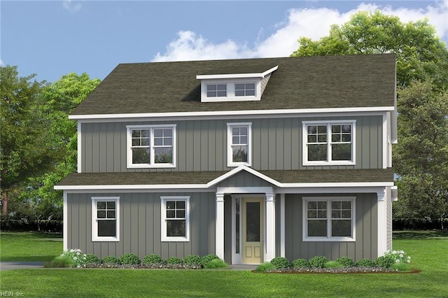 1228 Kidbrooke St, Chesapeake, VA 23322 - view of front of property featuring board and batten siding, a front lawn, and roof with shingles