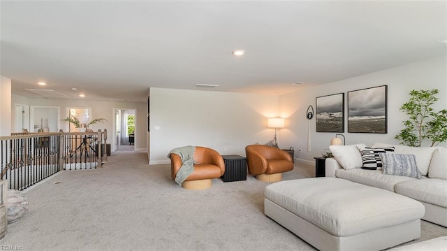 1228 Kidbrooke St, Chesapeake, VA 23322 - carpeted living room featuring attic access, recessed lighting, and baseboards