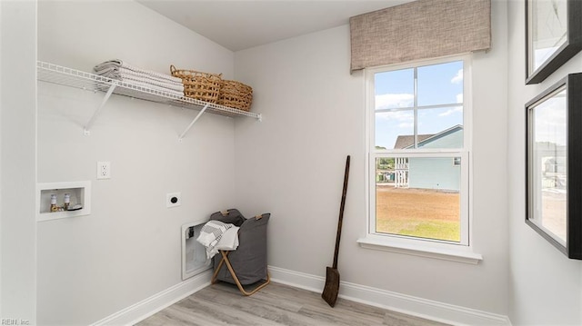 1228 Kidbrooke St, Chesapeake, VA 23322 - washroom with hookup for an electric dryer, baseboards, light wood-type flooring, and hookup for a washing machine