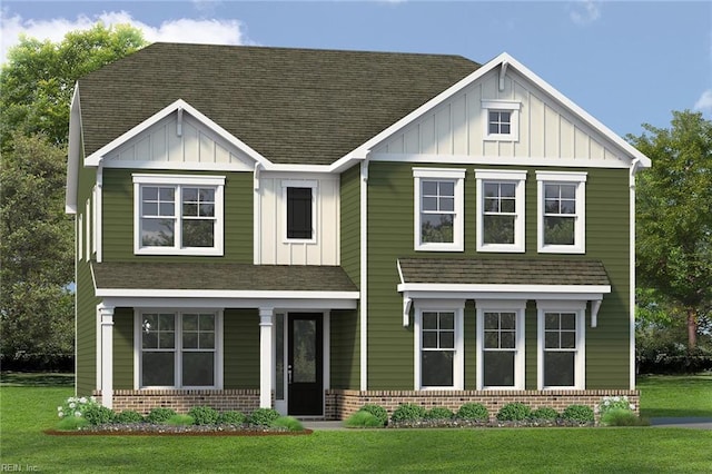 1236 Kidbrooke St, Chesapeake, VA 23322 - craftsman-style home featuring board and batten siding, a shingled roof, brick siding, and a front yard