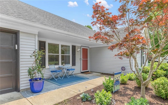 2012 Damascus Ct, Virginia Beach, VA 23453 - entrance to property featuring a shingled roof and a porch