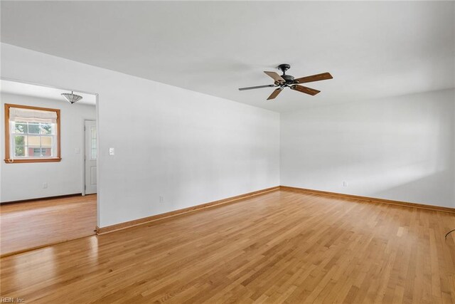 3435 Macdonald Rd, Virginia Beach, VA 23464 - spare room with light wood-style floors, ceiling fan, and baseboards
