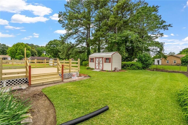3435 Macdonald Rd, Virginia Beach, VA 23464 - view of yard with a wooden deck and view of scattered trees