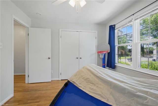 882 Elizabeth Ct, Virginia Beach, VA 23451 - bedroom featuring wood finished floors, baseboards, a ceiling fan, and a closet