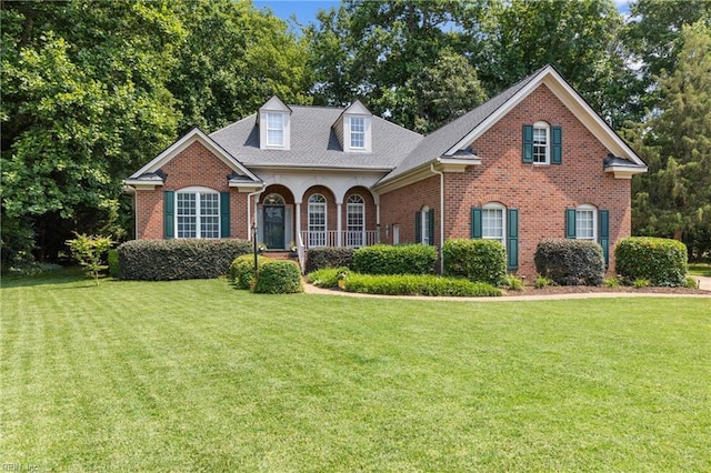 20531 Madison Ct, Smithfield, VA 23430 - view of front of house featuring brick siding, a front lawn, and roof with shingles